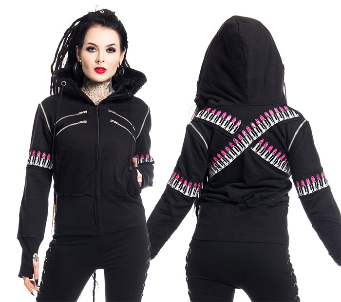 SUDADERA NEGRA BALAS LIPSTICK